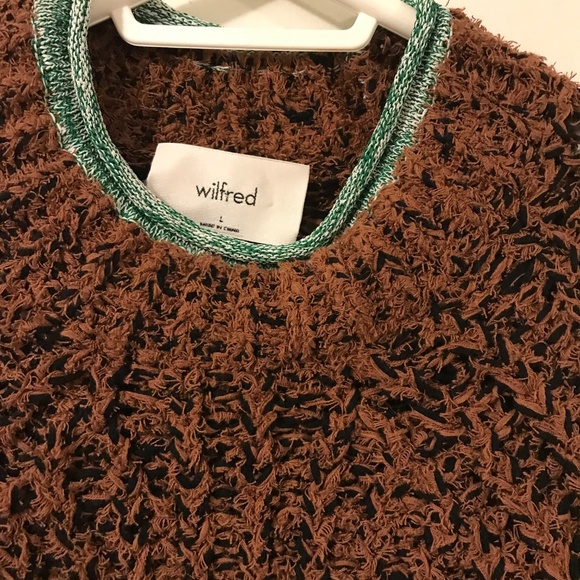 NWT Aritzia Wilfred sweater women L brown/black cotton chunky cozy bohemian - Picture 3 of 11